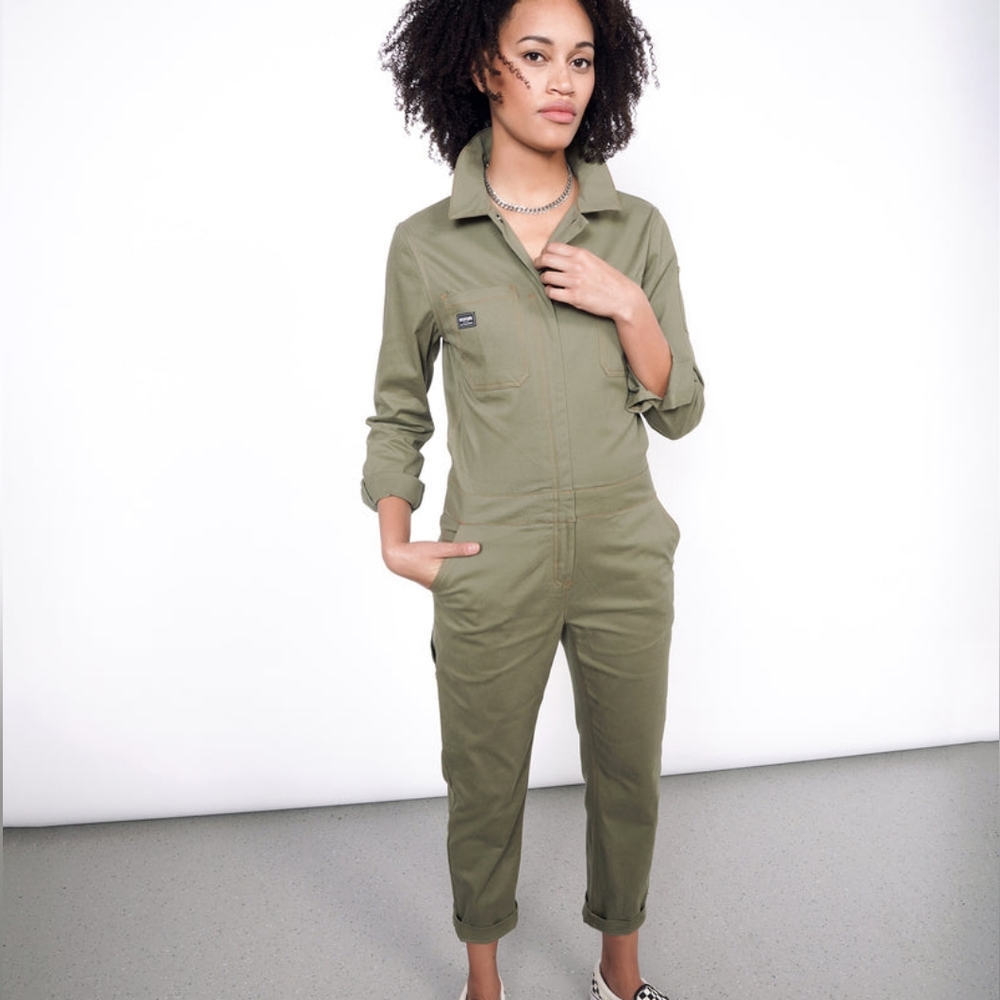 Wildfang Women's Large "The Essential Long-Sleeved Coverall" in Olive Green